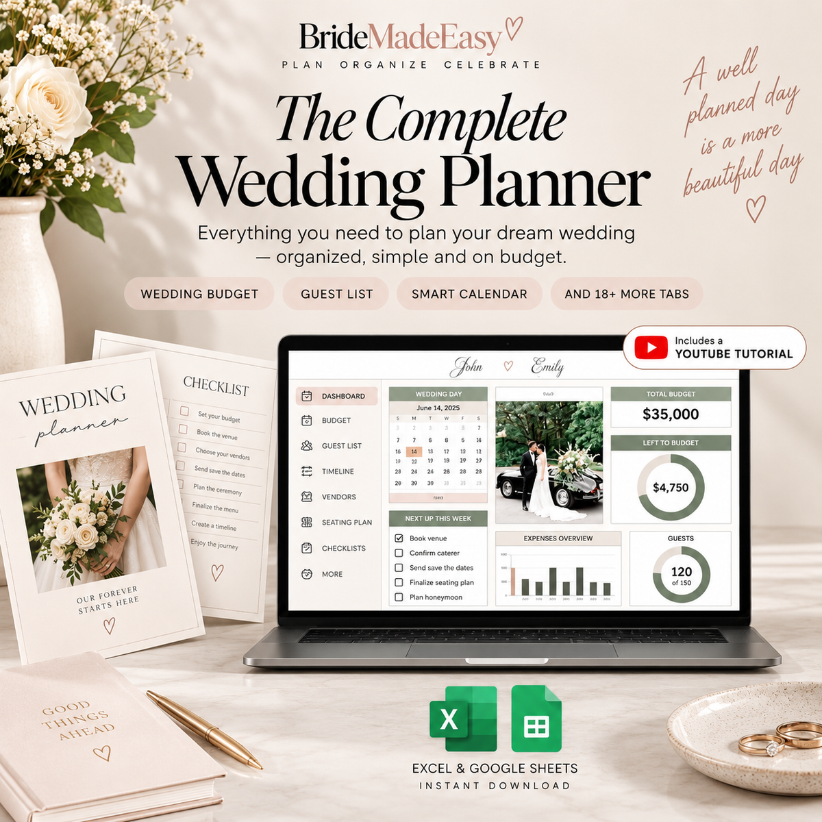 WEDDING BUDGTE, GUEST LIST, SMART CALENDAR , SEATING ARRANGMENTS, WEDDING PLANNER 