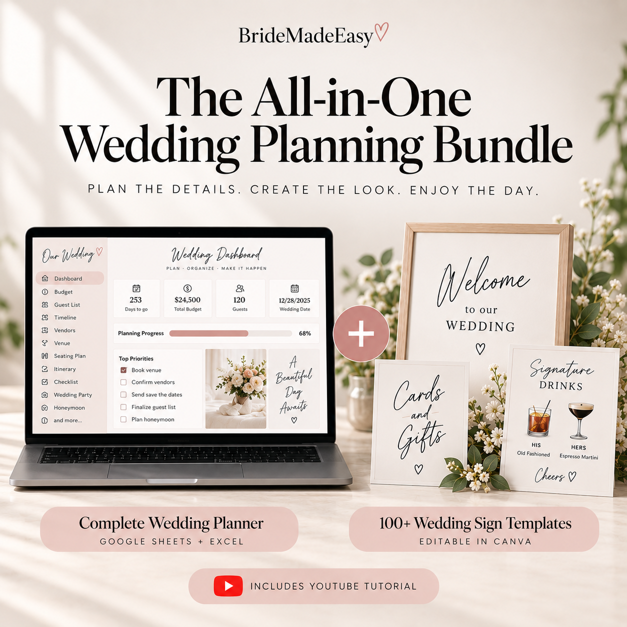 The All-in-One Wedding Planning Bundle | Planner & 100+ Wedding Signs