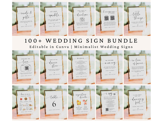 100+ Wedding Sign Templates | Editable Canva Wedding Signs Bundle