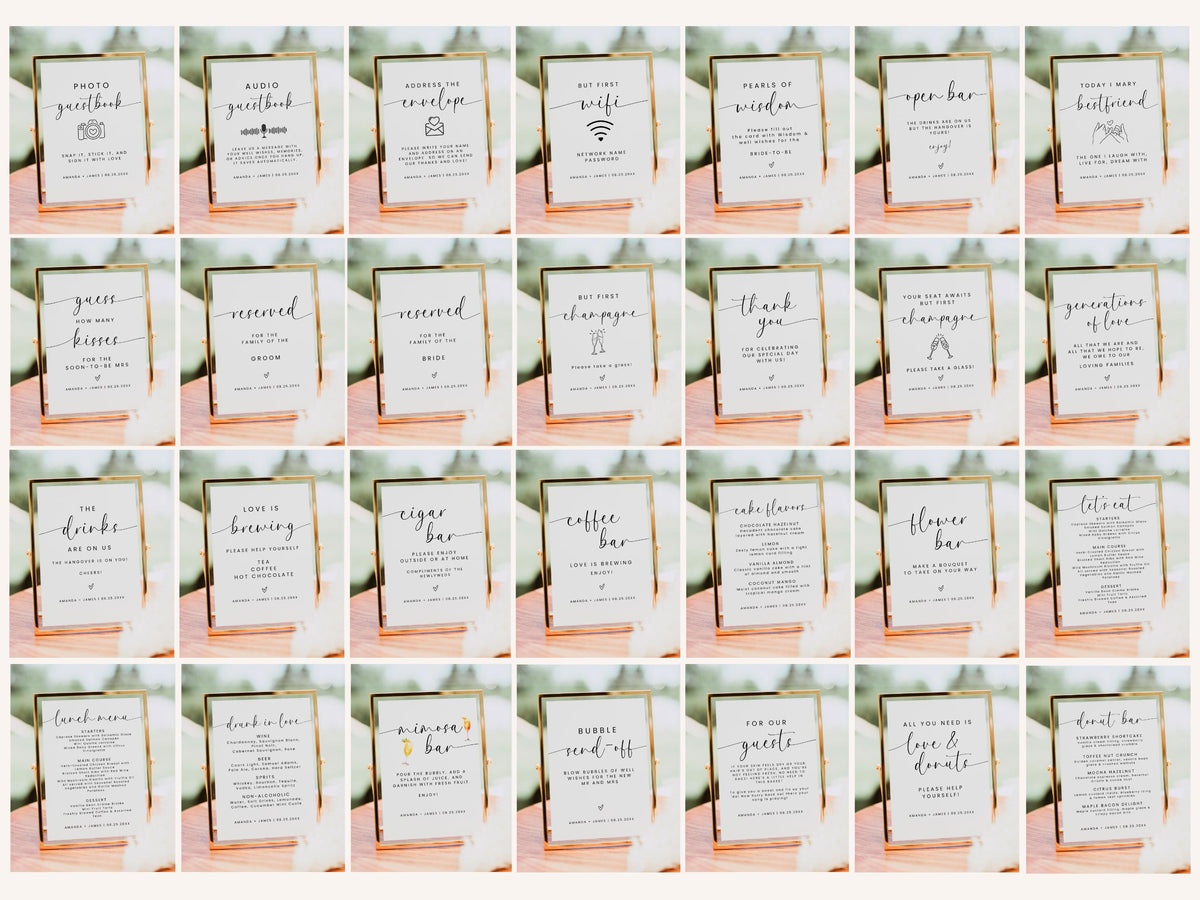 100+ Wedding Sign Templates | Editable Canva Wedding Signs Bundle