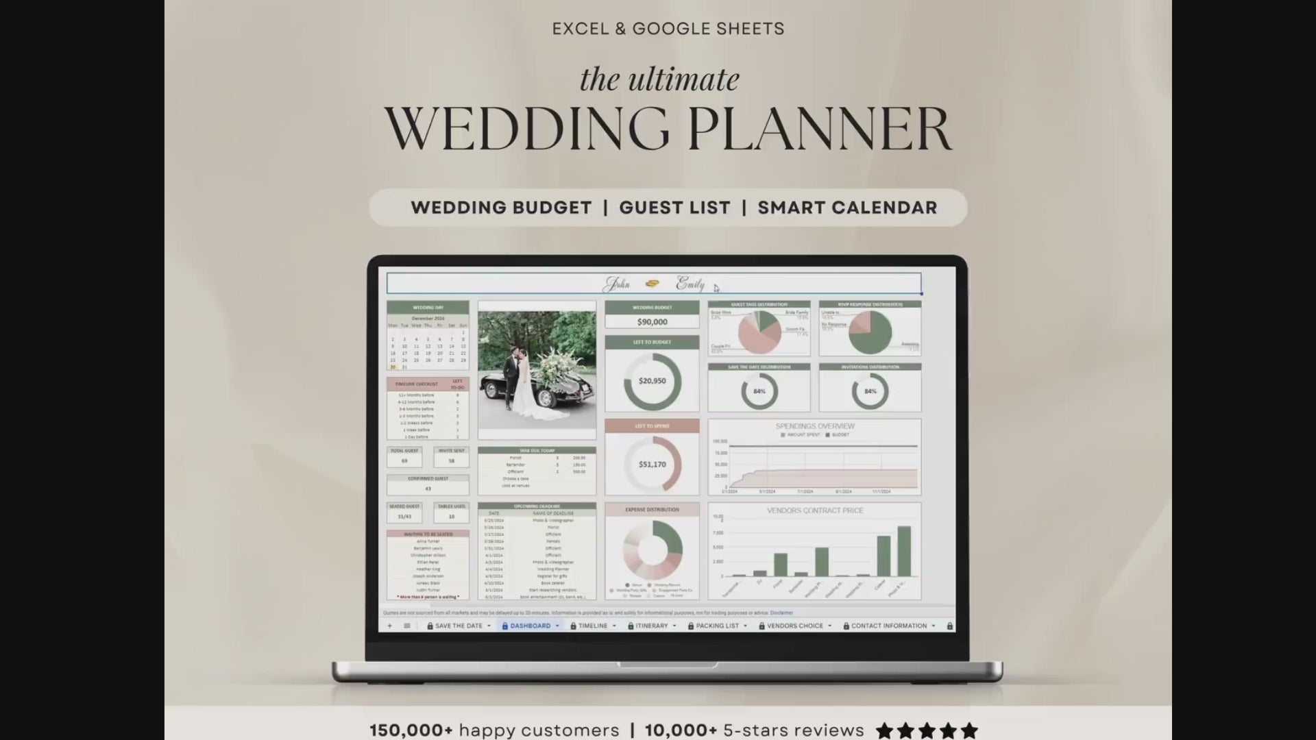 WEDDING PLANNER , GUEST LIST , SMART CALENDAR