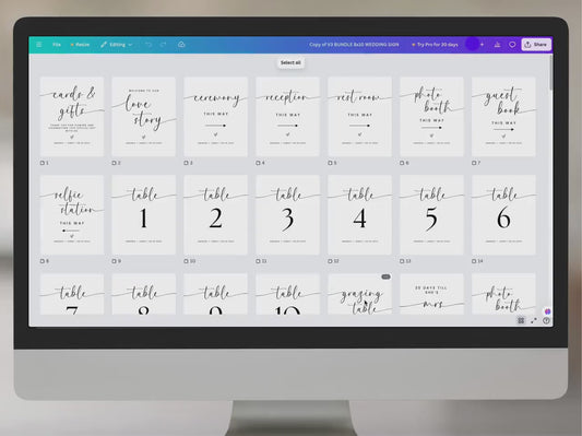 100+ Wedding Sign Templates | Editable Canva Wedding Signs Bundle